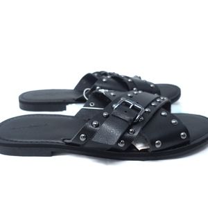 Crossband Studded Slide Sandals Black Vegan
